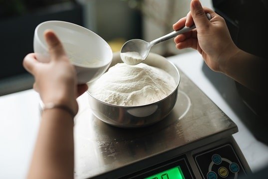 Measuring Ingredients on a Digital Scale