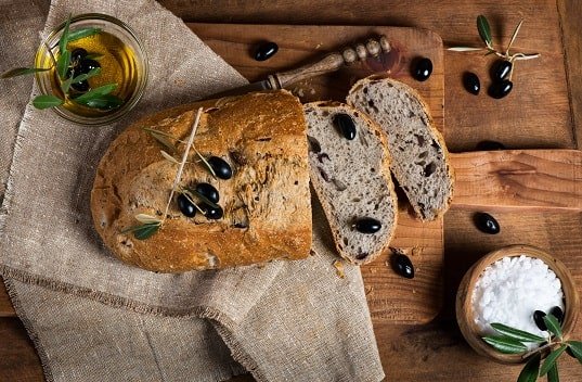 Sliced Bread with Black Olives